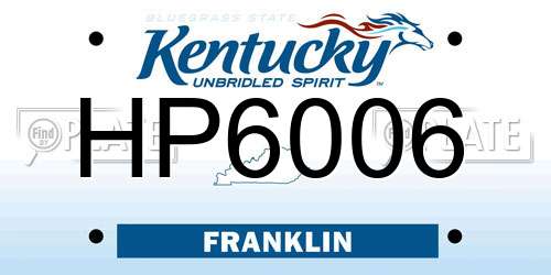 HP6006 Kentucky License Plate