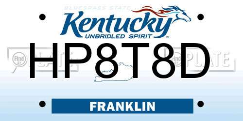 HP8T8D Kentucky License Plate