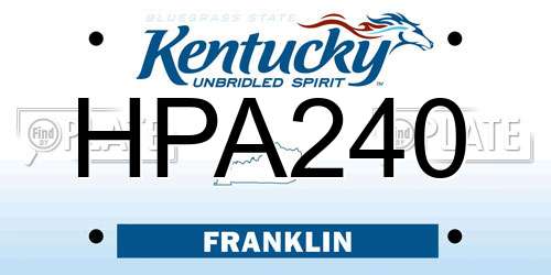 HPA240 Kentucky License Plate