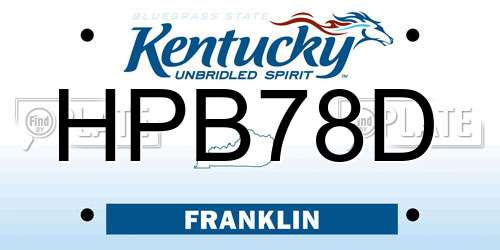HPB78D Kentucky License Plate