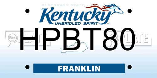 HPBT80 Kentucky License Plate