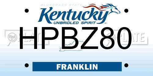HPBZ80 Kentucky License Plate