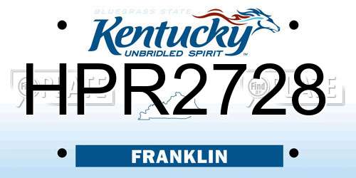 HPR2728 Kentucky License Plate