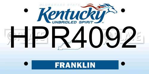 HPR4092 Kentucky License Plate