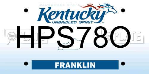 HPS78O Kentucky License Plate