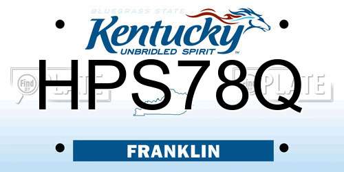 HPS78Q Kentucky License Plate