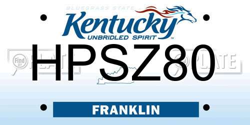 HPSZ80 Kentucky License Plate