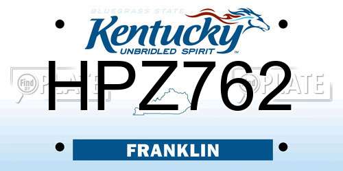 HPZ762 Kentucky License Plate