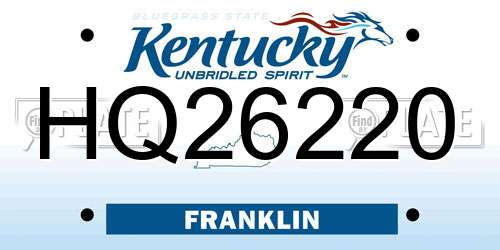 HQ26220 Kentucky License Plate