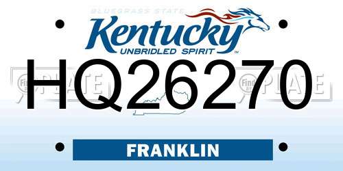 HQ26270 Kentucky License Plate