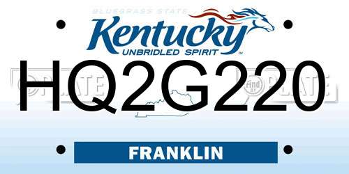 HQ2G220 Kentucky License Plate