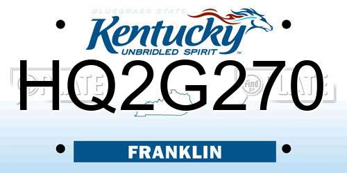 HQ2G270 Kentucky License Plate