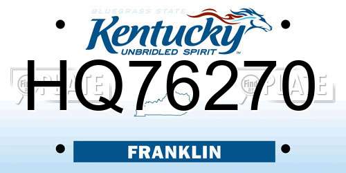 HQ76270 Kentucky License Plate