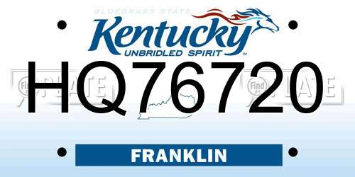 HQ76720 Kentucky License Plate