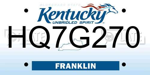 HQ7G270 Kentucky License Plate