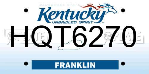 HQT6270 Kentucky License Plate
