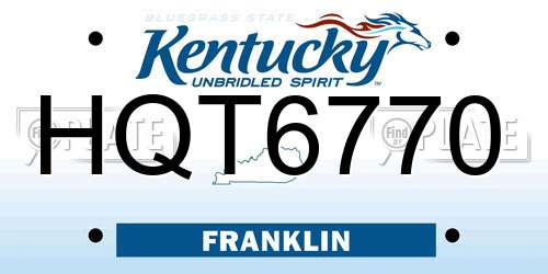 HQT6770 Kentucky License Plate