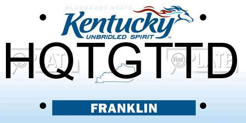 HQTGTTD Kentucky License Plate