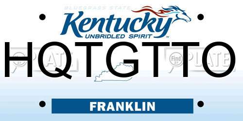 HQTGTTO Kentucky License Plate