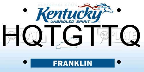 HQTGTTQ Kentucky License Plate