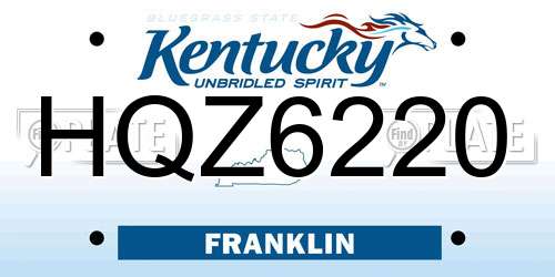HQZ6220 Kentucky License Plate