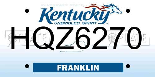 HQZ6270 Kentucky License Plate