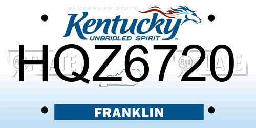 HQZ6720 Kentucky License Plate