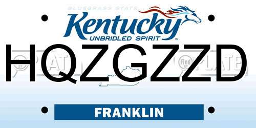 HQZGZZD Kentucky License Plate