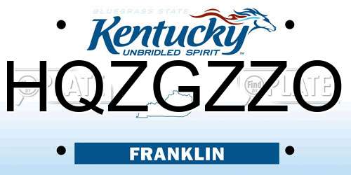HQZGZZO Kentucky License Plate