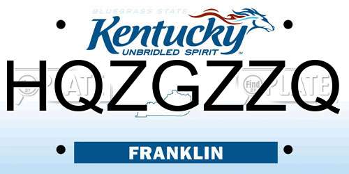 HQZGZZQ Kentucky License Plate