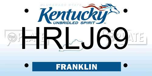 HRLJ69 Kentucky License Plate