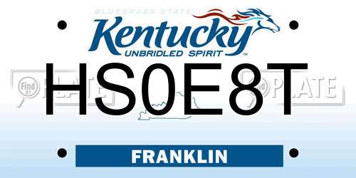 HS0E8T Kentucky License Plate