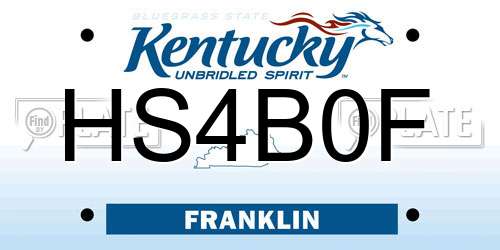 HS4B0F Kentucky License Plate