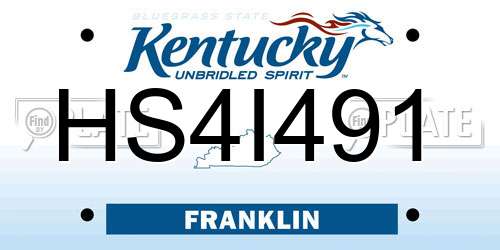 HS4I491 Kentucky License Plate