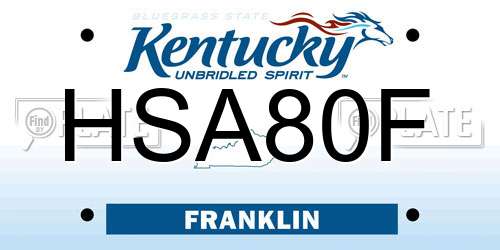 HSA80F Kentucky License Plate