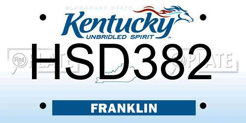 HSD382 Kentucky License Plate