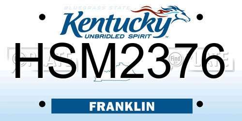 HSM2376 Kentucky License Plate