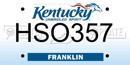 HSO357 Kentucky License Plate