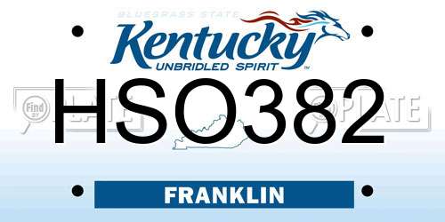 HSO382 Kentucky License Plate