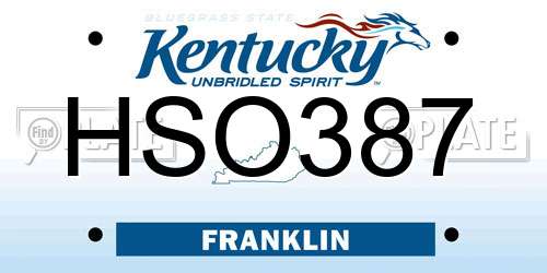 HSO387 Kentucky License Plate