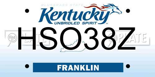 HSO38Z Kentucky License Plate