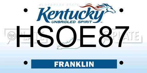 HSOE87 Kentucky License Plate