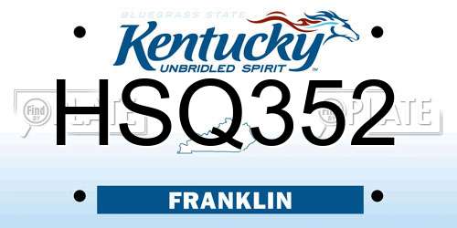 HSQ352 Kentucky License Plate