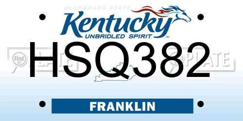 HSQ382 Kentucky License Plate