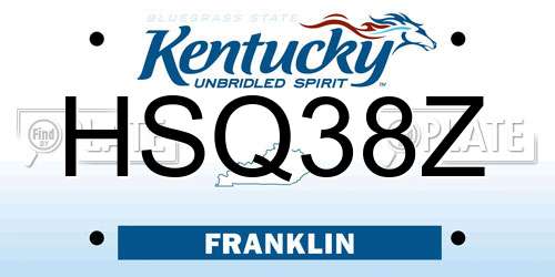 HSQ38Z Kentucky License Plate