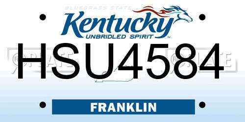 HSU4584 Kentucky License Plate