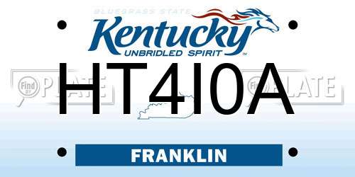 HT4I0A Kentucky License Plate