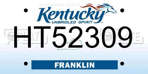 HT52309 Kentucky License Plate