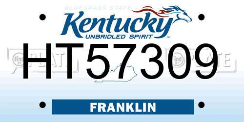 HT57309 Kentucky License Plate