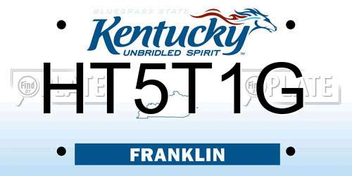 HT5T1G Kentucky License Plate